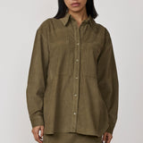 Boyfriend Shirt - Olive Corduroy