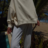 Margot Rippled Cotton Cropped Sweatshirt