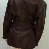 Vintage Chestnut Belted Leather Jacket