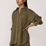 Boyfriend Shirt - Olive Corduroy