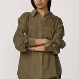 Boyfriend Shirt - Olive Corduroy
