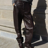 Bold Vintage Mahogany Leather Pants