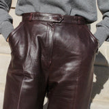 Bold Vintage Mahogany Leather Pants