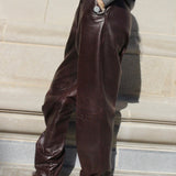 Bold Vintage Mahogany Leather Pants