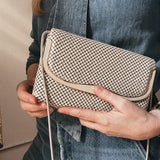 80s Cream Chain Metal clutch with snake chain clutch