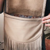 Hobo cream leather fringe bag