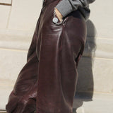 Bold Vintage Mahogany Leather Pants