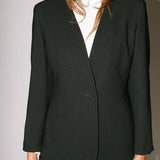 Vintage Christian Dior Black Collarless Blazer