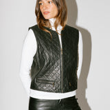 Vintage Black Quilted Leather Vest