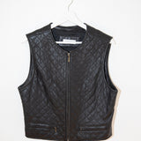 Vintage Black Quilted Leather Vest