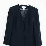 Vintage Christian Dior Black Collarless Blazer