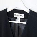 Vintage Christian Dior Black Collarless Blazer