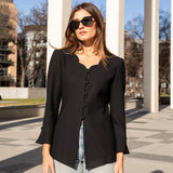 Vintage Scalloped-Neck Black Blazer