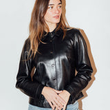 Vintage Snap-Front Leather Shirt Jacket