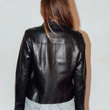 Vintage Snap-Front Leather Shirt Jacket