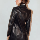 Vintage Black Leather Mid Length Jacket