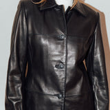 Vintage Black Leather Mid Length Jacket