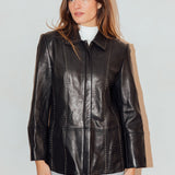 Vintage Stitched Black Leather Jacket