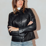 Vintage Y2K Embossed  Black Leather Jacket