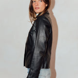Vintage Y2K Embossed  Black Leather Jacket