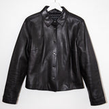 Vintage Snap-Front Leather Shirt Jacket