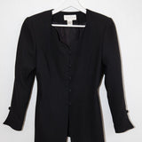 Vintage Scalloped-Neck Black Blazer
