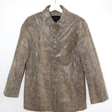 Vintage Y2K Embossed Leather Jacket in Taupe Snake
