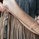 Hobo cream leather fringe bag