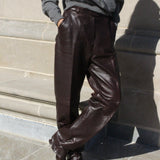 Bold Vintage Mahogany Leather Pants