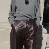 Bold Vintage Mahogany Leather Pants