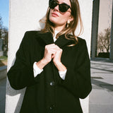 Vintage 90s Calvin Klein Black Merino Wool Coat