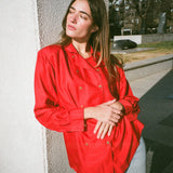 Vintage 1980s Celine Red Silk Shirt