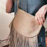 Hobo cream leather fringe bag