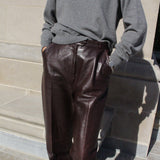 Bold Vintage Mahogany Leather Pants