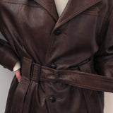 Vintage Chestnut Belted Leather Jacket