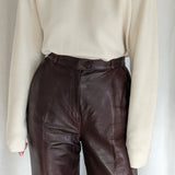 Bold Vintage Mahogany Leather Pants