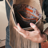 Hobo cream leather fringe bag