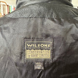 90s Wilson’s leather jacket with feather cutout detail on back.