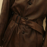 Vintage Chestnut Belted Leather Jacket