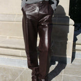 Bold Vintage Mahogany Leather Pants