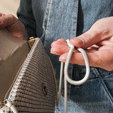 80s Cream Chain Metal clutch with snake chain clutch