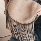 Hobo cream leather fringe bag