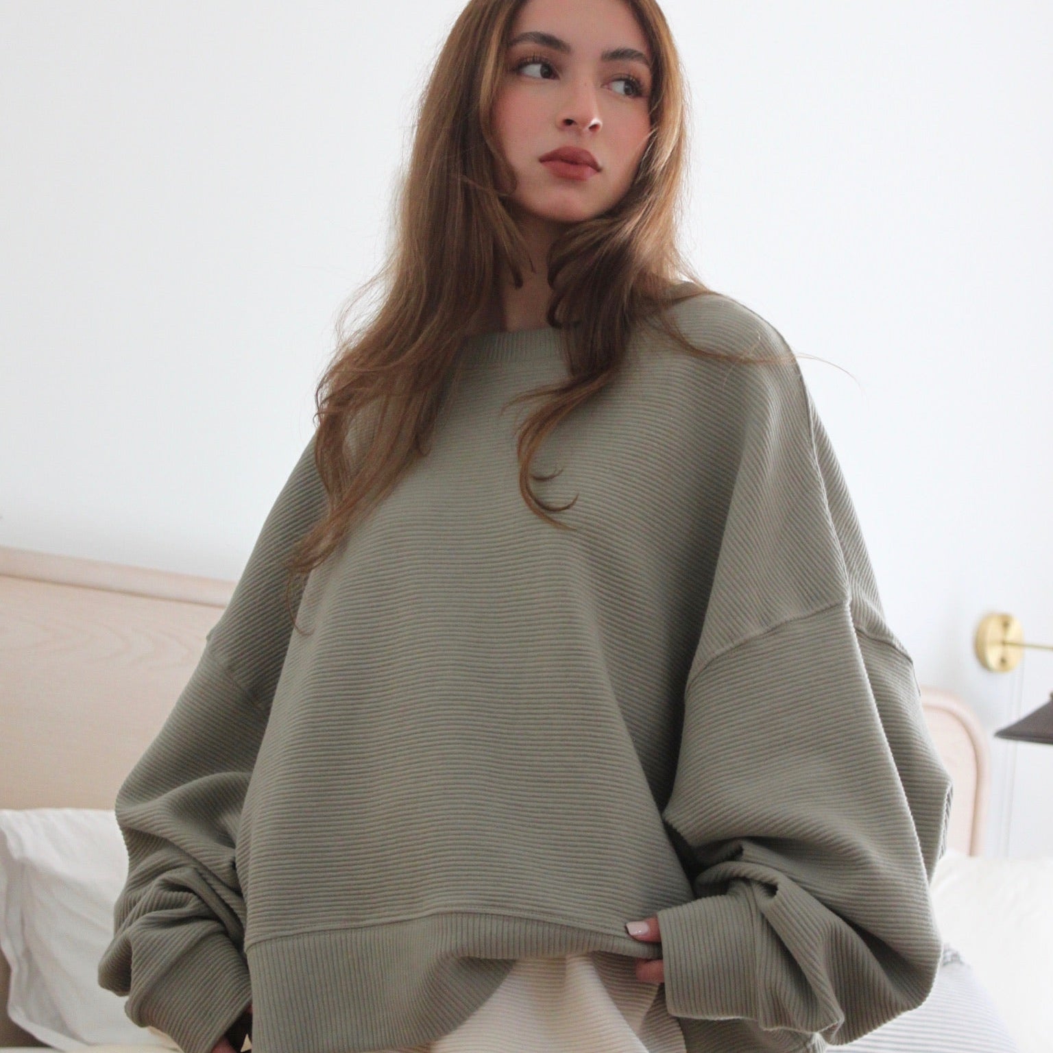 Margot Rippled Cotton Cropped Sweatshirt