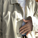 Vintage Khaki Trench Coat with Cream Accents