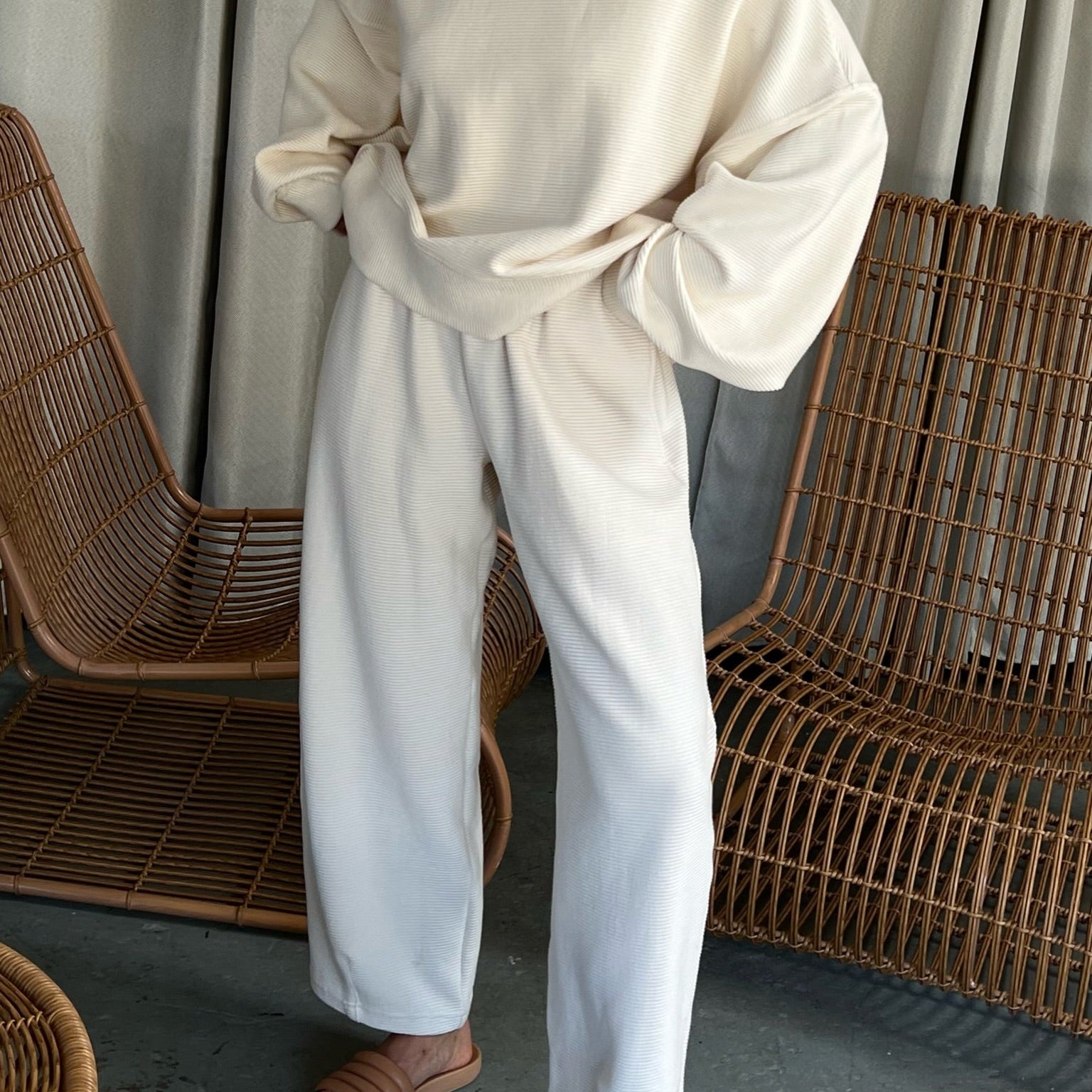 Margot Rippled Cotton Cropped Sweatshirt