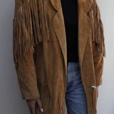 Vintage Camel Suede Fringe Jacket