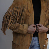 Vintage Camel Suede Fringe Jacket