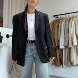 Reworked Vintage Button-Back Blazer, Black