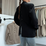 Reworked Vintage Button-Back Blazer, Black