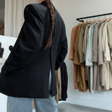 Reworked Vintage Button-Back Blazer, Black